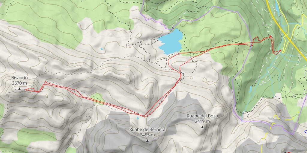 Map of the trail for Bisaurín Du Sansanet, par le lac d'Estaens