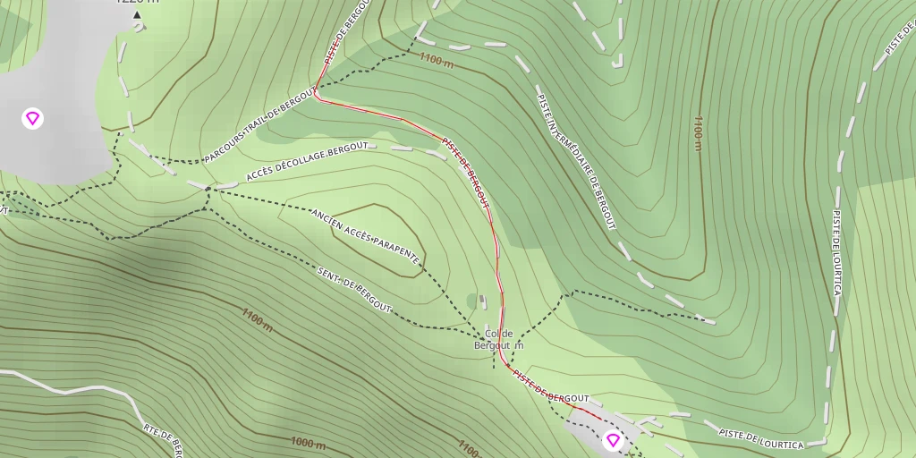 Carte de l'itinéraire :  Décollage parapente 500