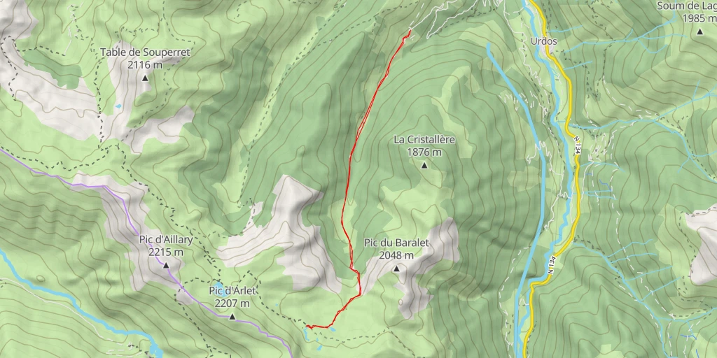 Carte de l'itinéraire :  Chemin de la Cabane de Caillaous - Chemin de la Cabane de Caillaous