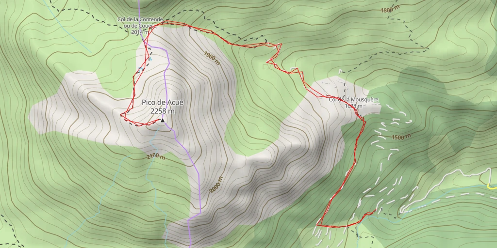 Map of the trail for Pico de Acué