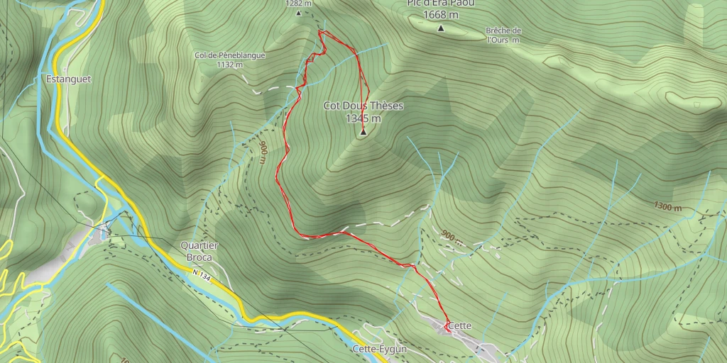 Map of the trail for Cot Dous Thèses