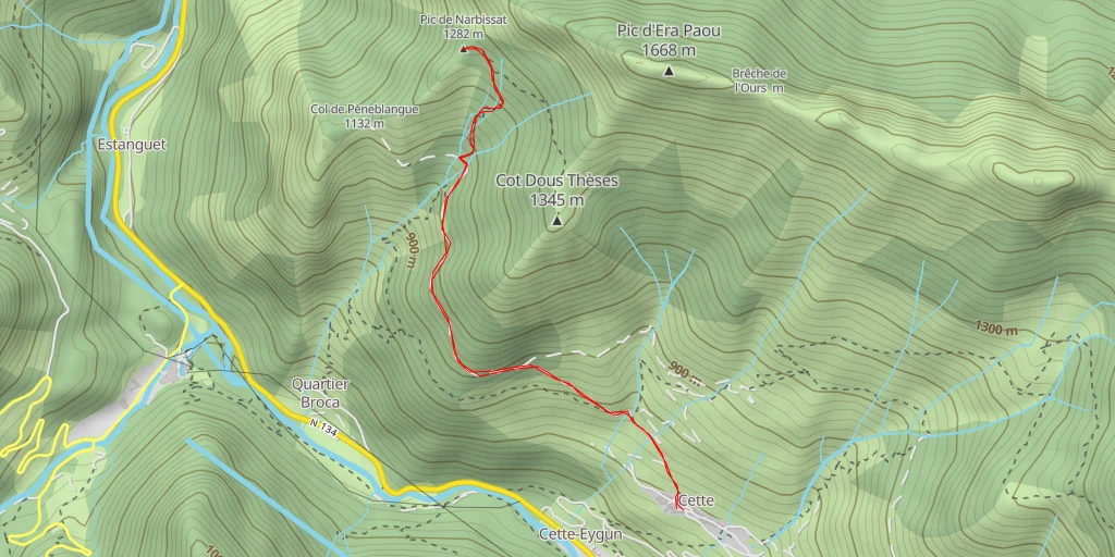 Carte de l'itinéraire :  Pic de Narbissat