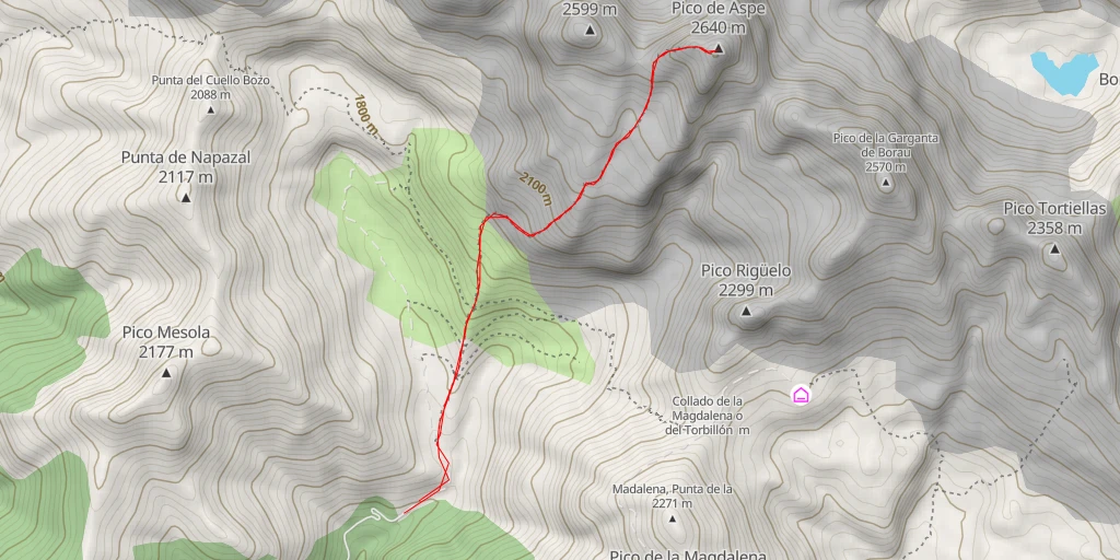 Map of the trail for Pico de Aspe