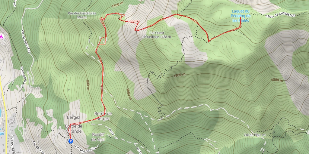 Map of the trail for Laquet du Pédaing de las Males