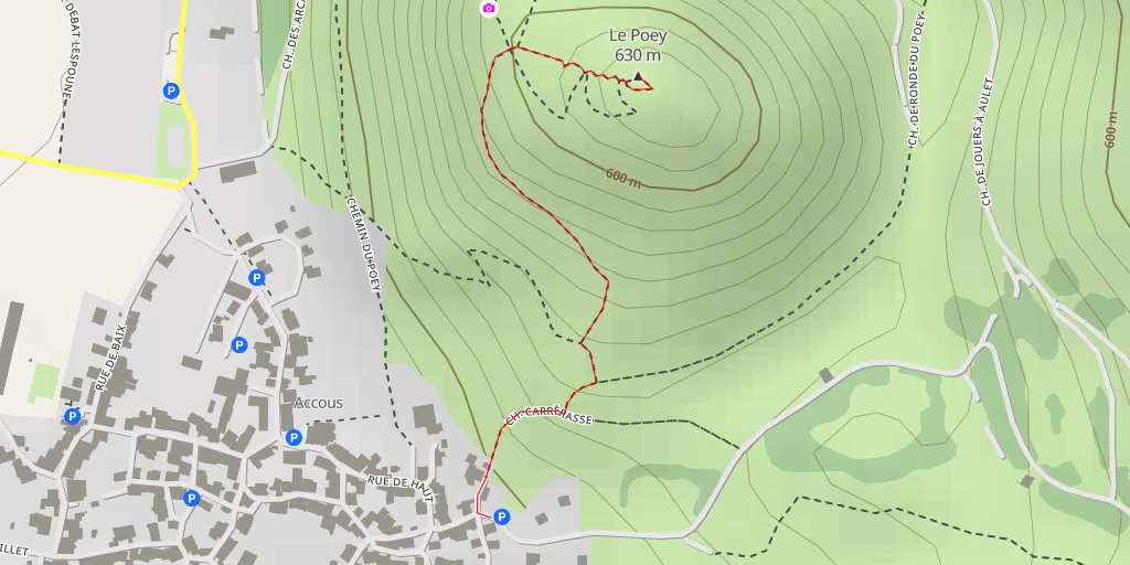 Carte de l'itinéraire :  Le Poey