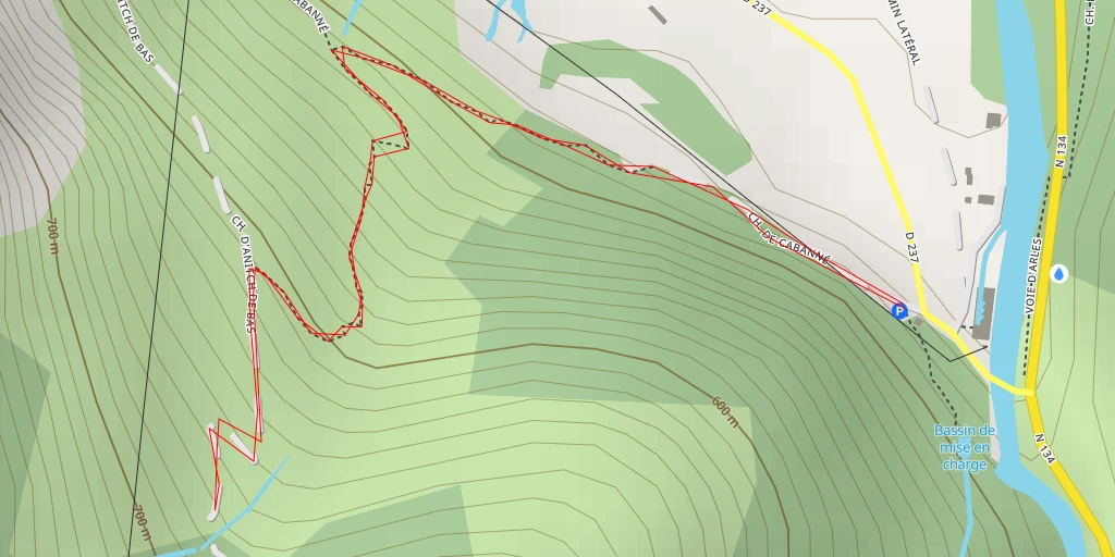 Carte de l'itinéraire :  Chemin d'Anitch de Bas - Chemin d'Anitch de Bas - Lées-Athas