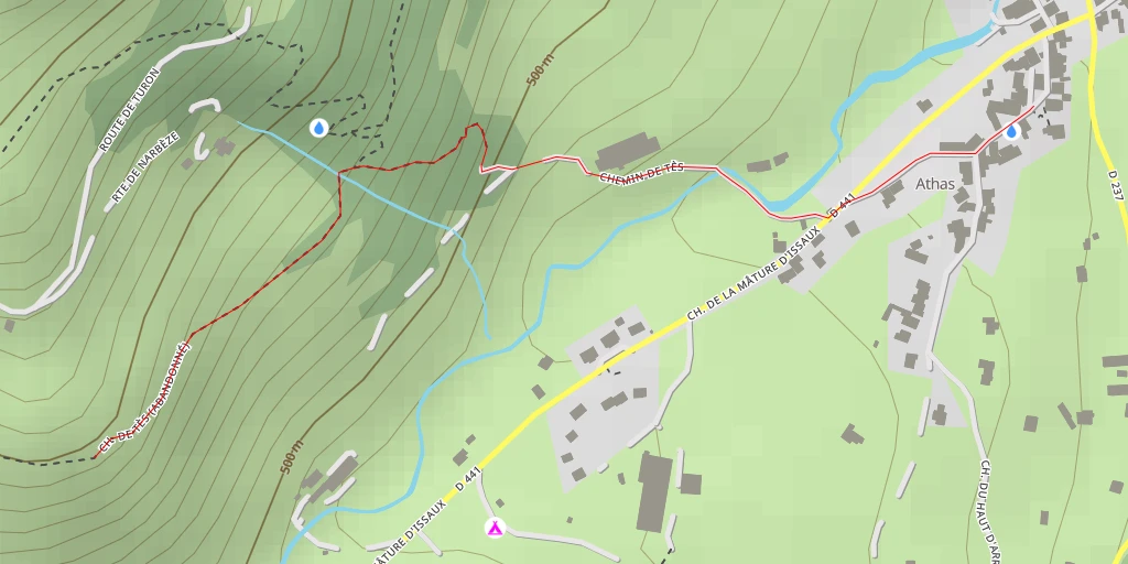 Map of the trail for Chemin de Tès (abandonné) - Chemin de Tès (abandonné) - Lées-Athas