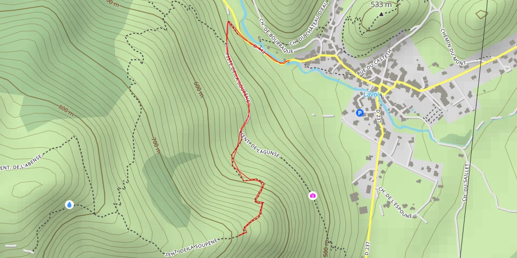 Carte de l'itinéraire :  Rocher des Chèvres