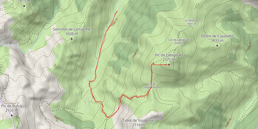 Map of the trail for Pic de Labigouer