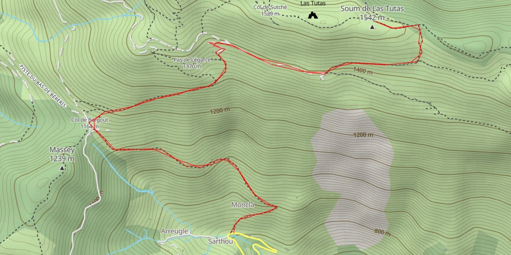 Carte de l'itinéraire :  Soum de Las Tutas