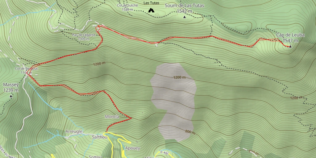 Carte de l'itinéraire :  Cap de Leuba