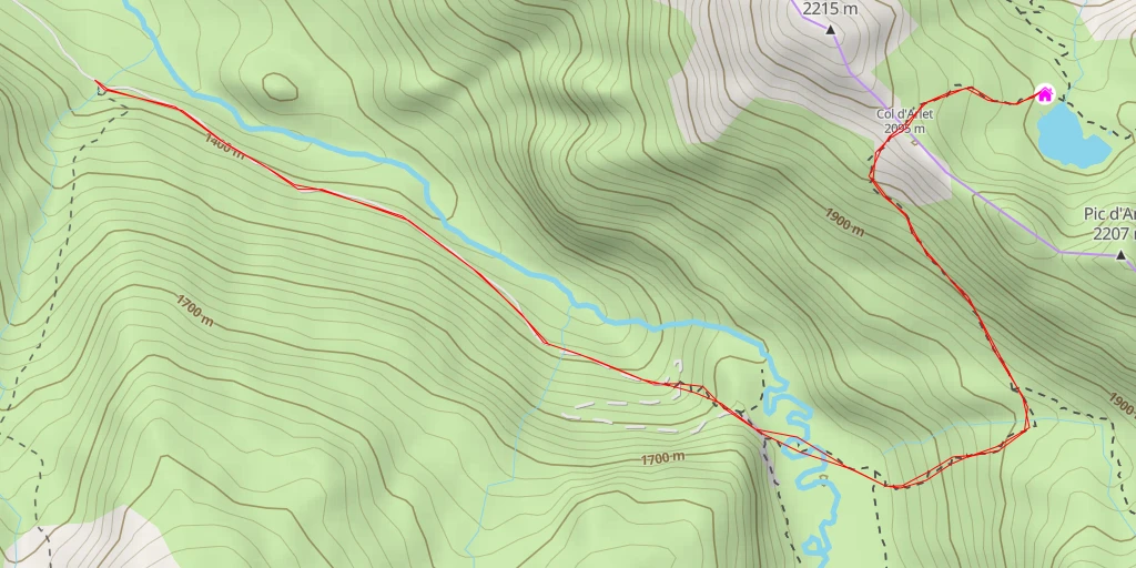 Carte de l'itinéraire :  Refuge d'Arlet