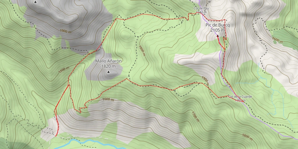 Map of the trail for Pic de Burcq