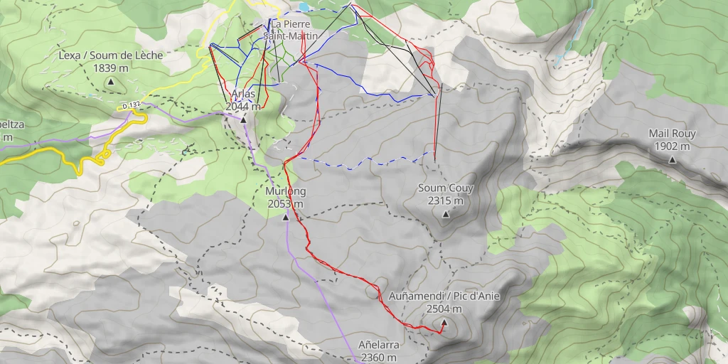 Map of the trail for Auñamendi / Pic d'Anie