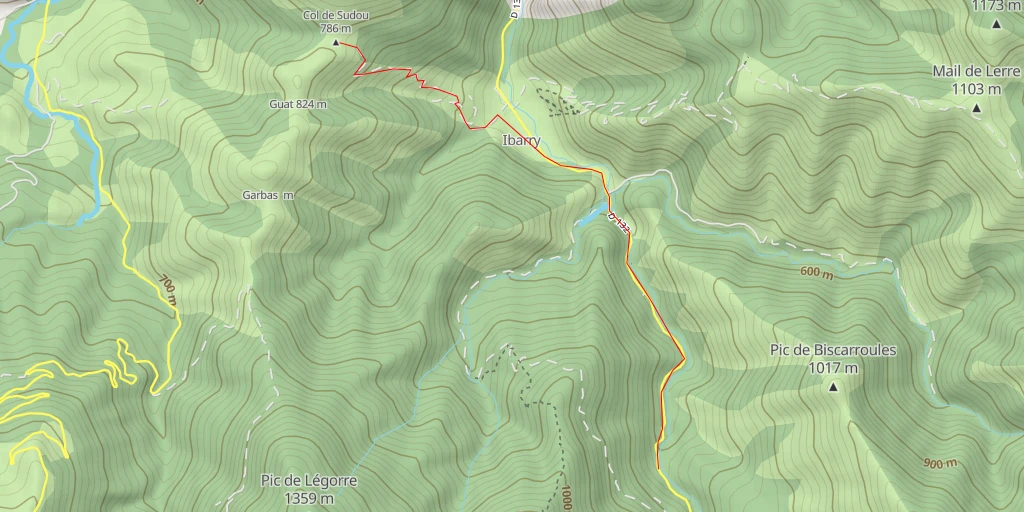 Map of the trail for Col de Sudou