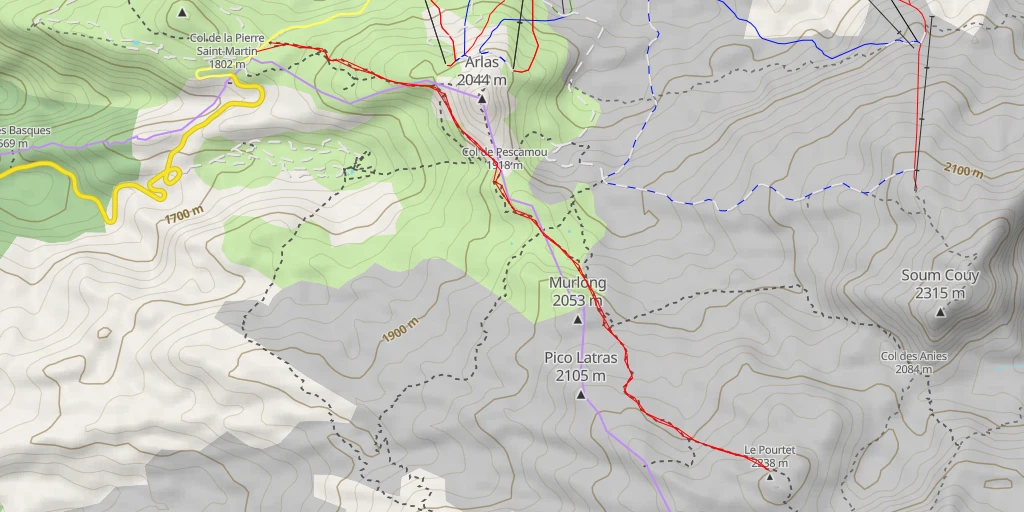 Map of the trail for Le Pourtet