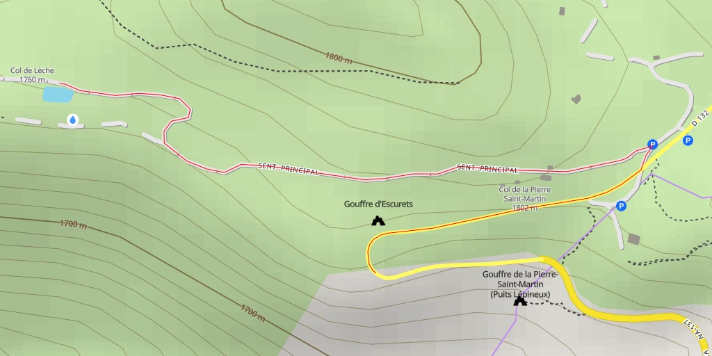 Carte de l'itinéraire :  Réservoir du Col de Lèche