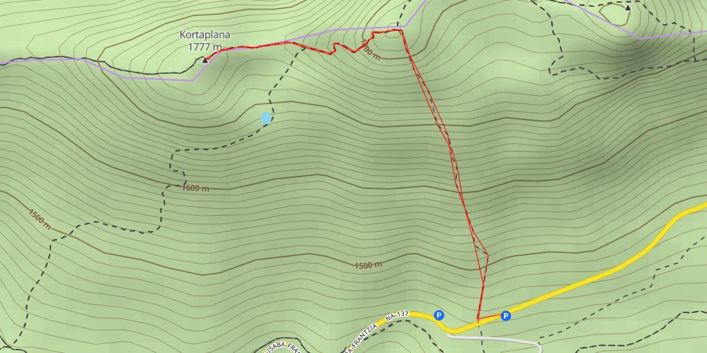 Map of the trail for Kortaplana