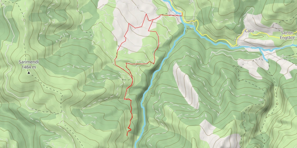 Map of the trail for Kakuetako erreka