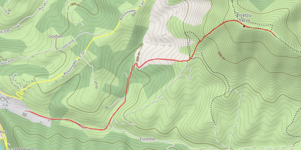 Map of the trail for Hurgaraiko bidea - Hurgaraiko bidea