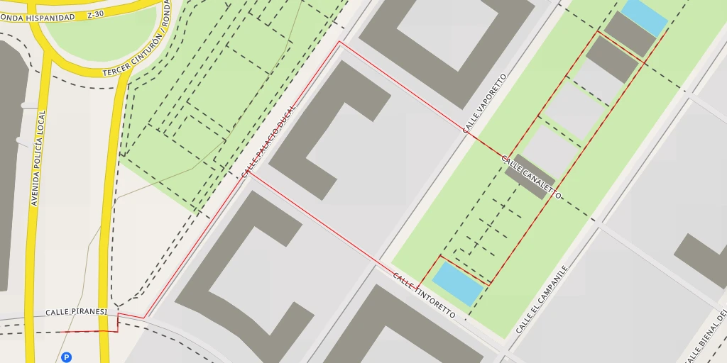 Map of the trail for Calle de Giovanni Battista Tiepolo - Zaragoza