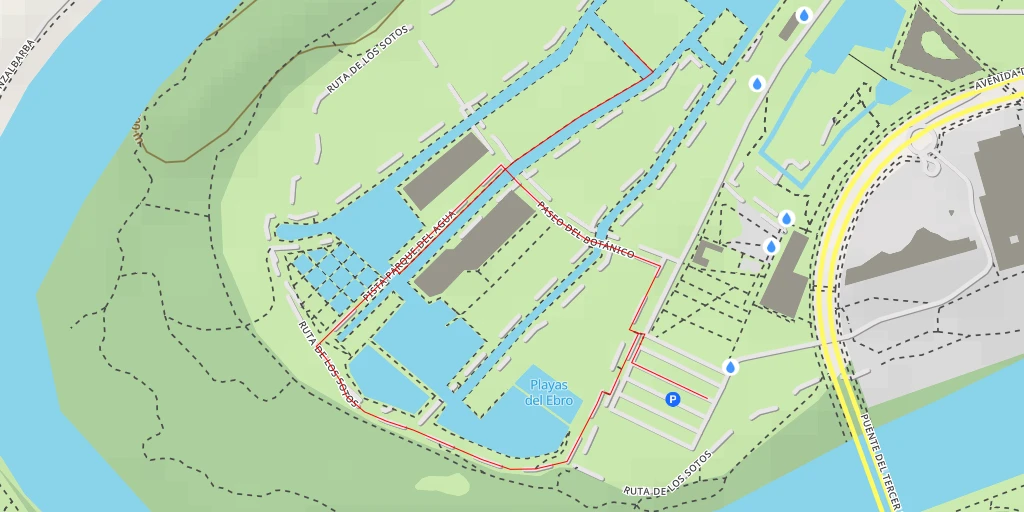 Map of the trail for Jardín Botánico de Charles Darwin - Paseo del Botánico - Zaragoza