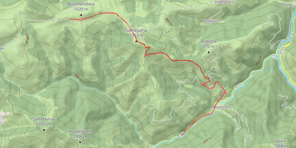 Carte de l'itinéraire :  Bostmendieta