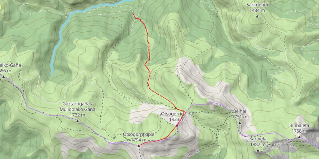 Map of the trail for Otsogorritxipia