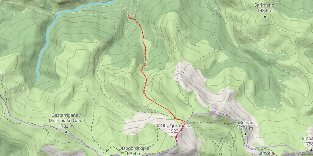 Map of the trail for Otsogorri