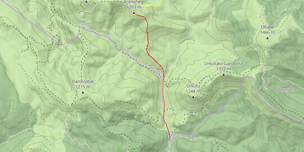 Map of the trail for Aranohegi