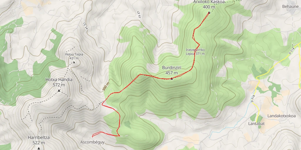 Map of the trail for Arxiloko Kaskoa