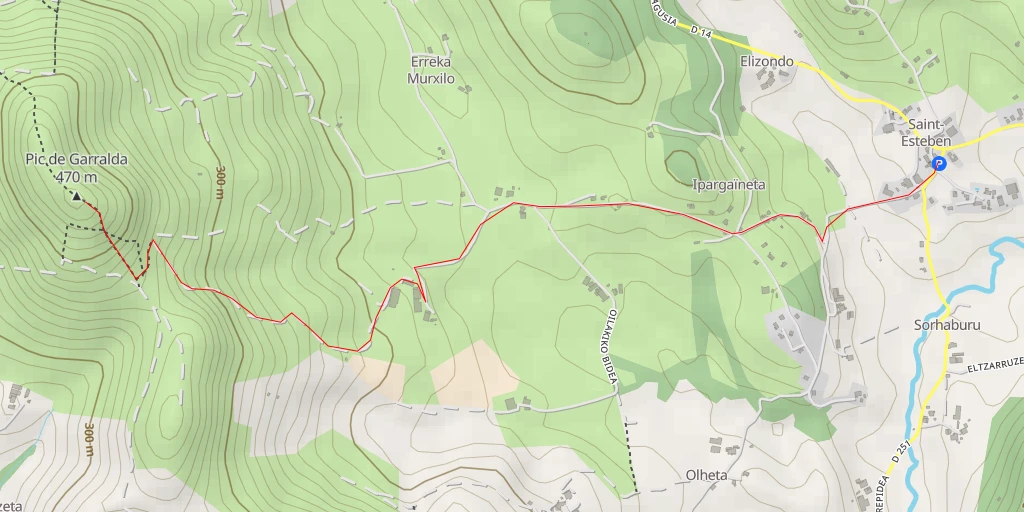 Map of the trail for Pic de Garralda