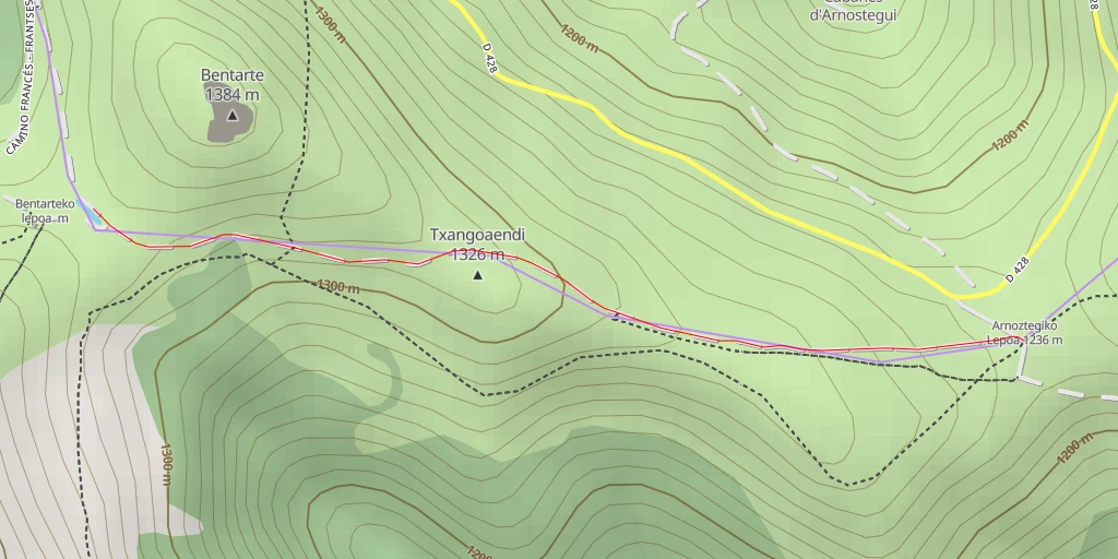 Carte de l'itinéraire :  Mugarrien 200. zenbakia - Route d'Arnoztegi