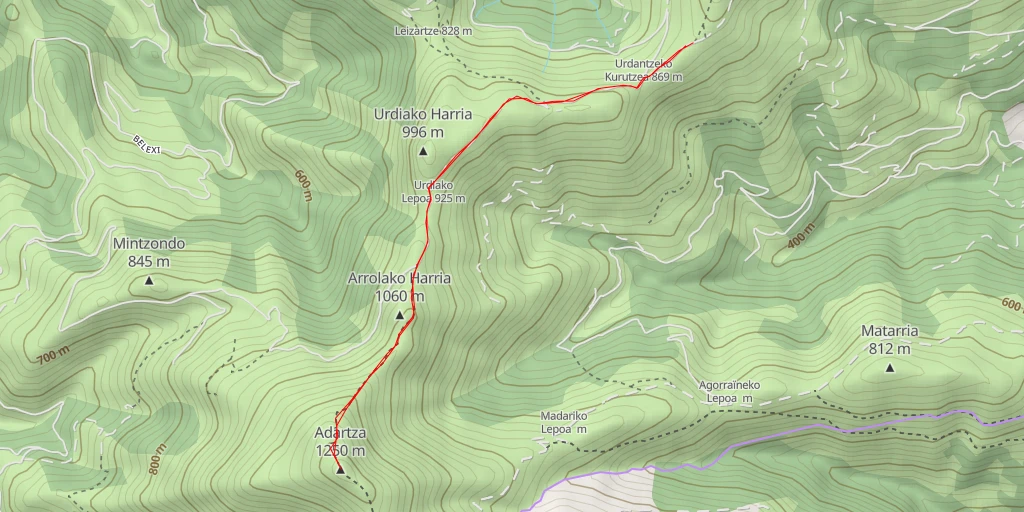 Carte de l'itinéraire :  Adartza