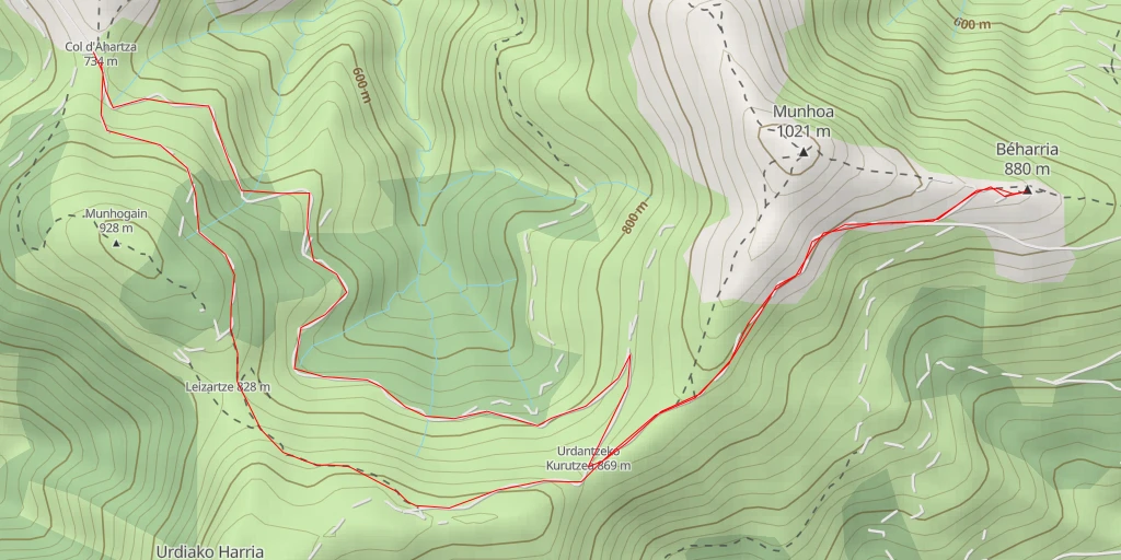 Map of the trail for Béharria