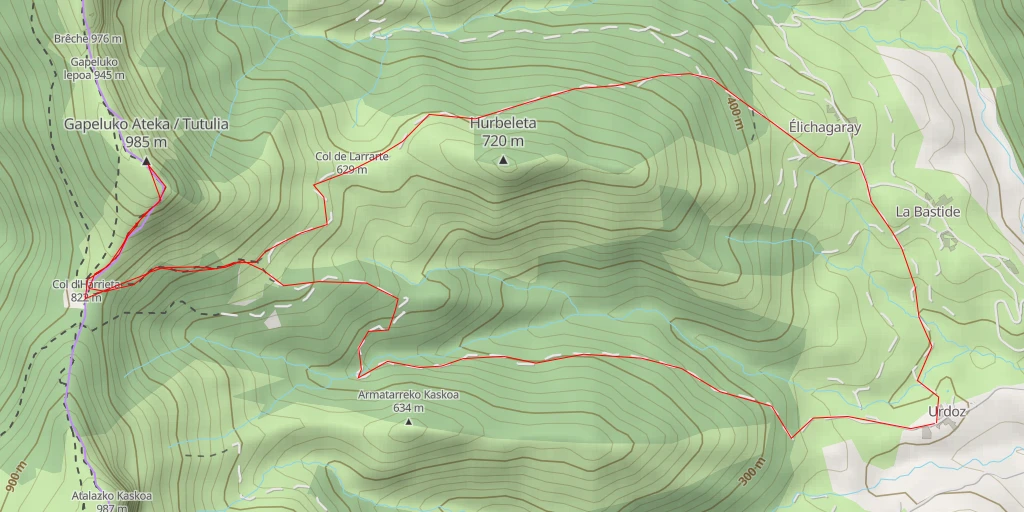 Carte de l'itinéraire :  Gapeluko Ateka / Tutulia