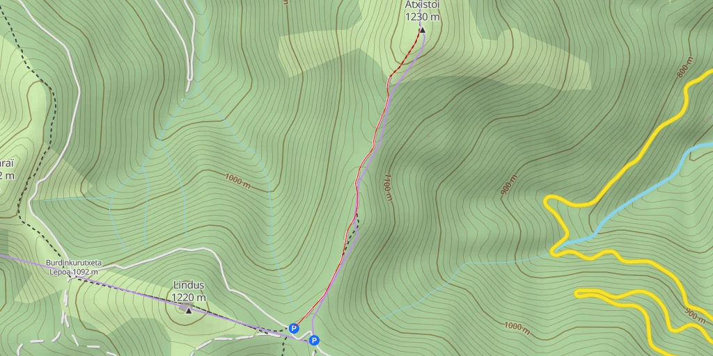 Map of the trail for Atxistoi