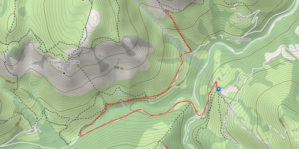 Carte de l'itinéraire :  Antxiagorriko harrizko zuhaitza