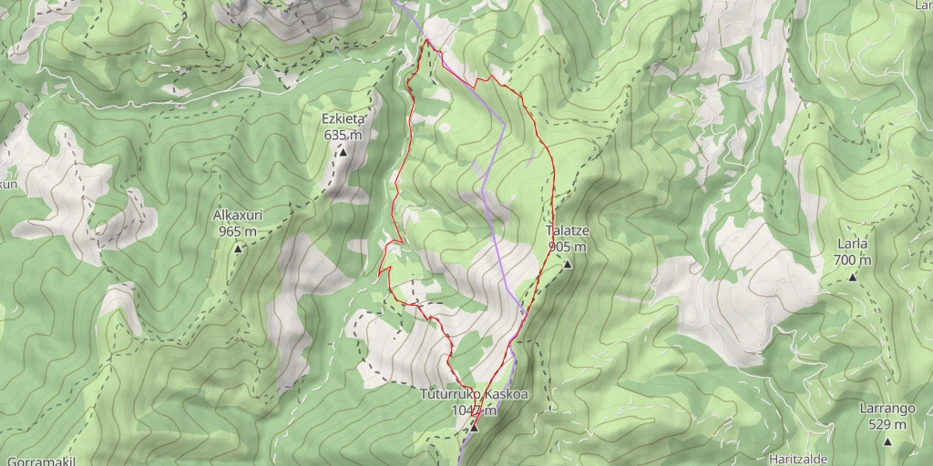 Carte de l'itinéraire :  Tuturruko Kaskoa