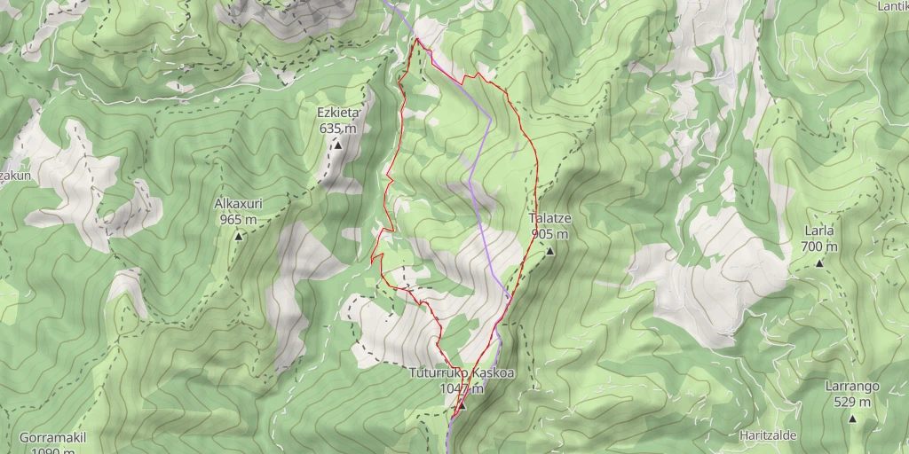 Map of the trail for Hego Iparla