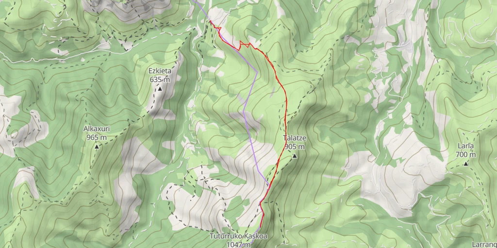 Carte de l'itinéraire :  Iparlako Kaskoa / Pic d'Iparla