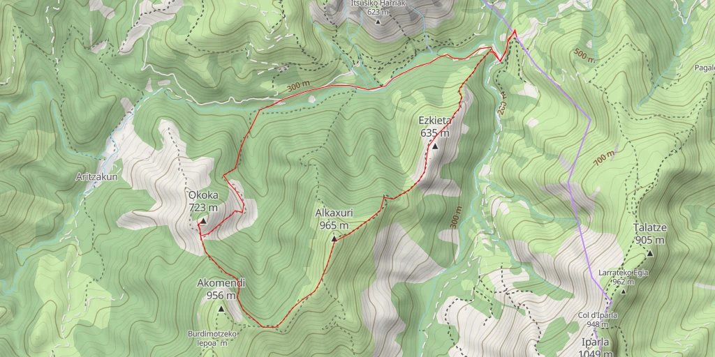 Map of the trail for Okoka