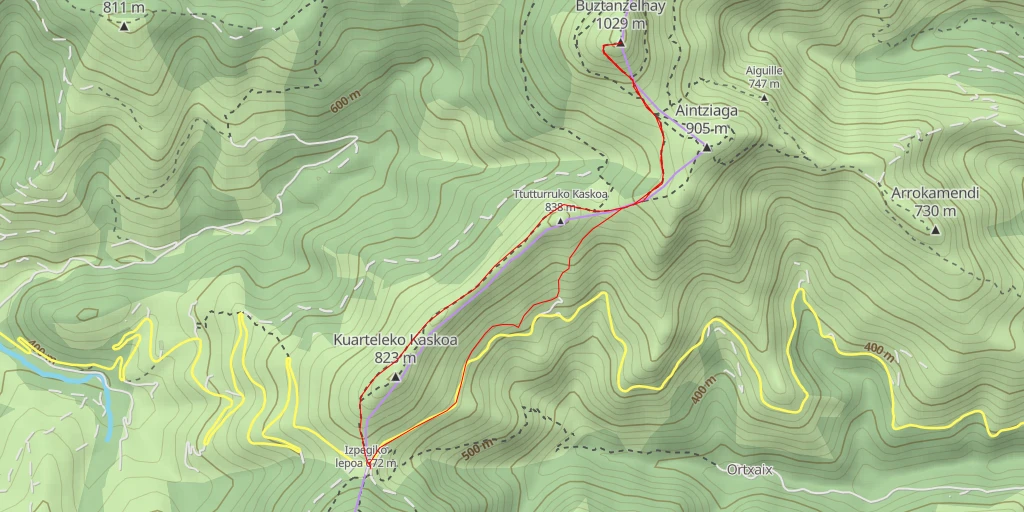 Carte de l'itinéraire :  Buztanzelai