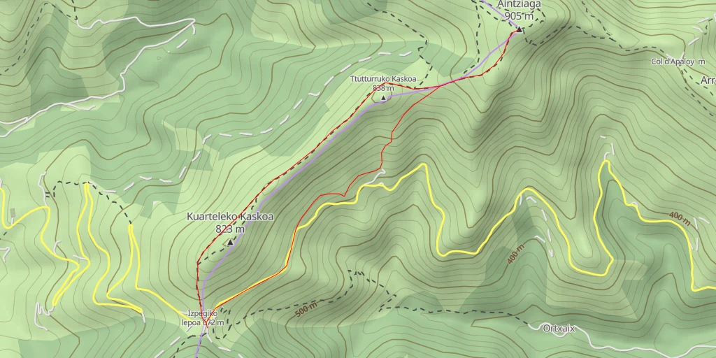 Carte de l'itinéraire :  Aintziaga