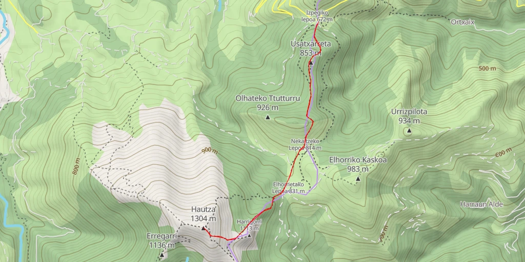 Carte de l'itinéraire :  Hautza