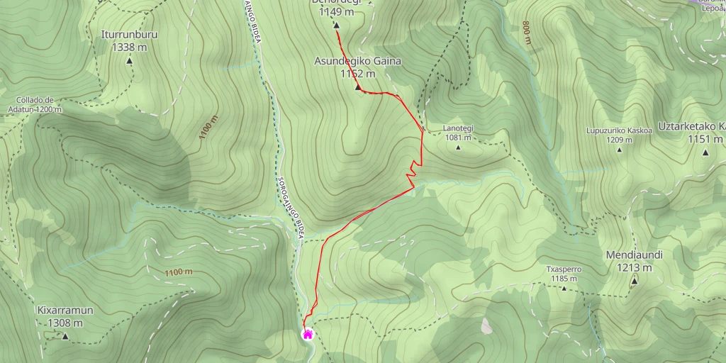 Map of the trail for Túmulo Beardegikogaina 2 - Urepeleko antzinako bidea - Erro