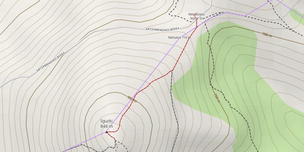 Map of the trail for Eguzkimendi