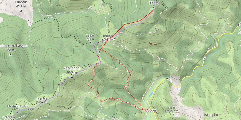 Map of the trail for Urrixka