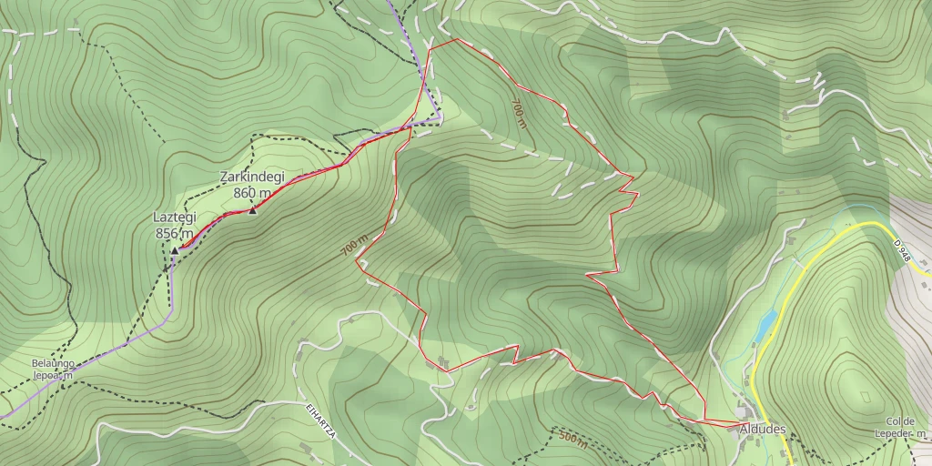 Map of the trail for Laztegi