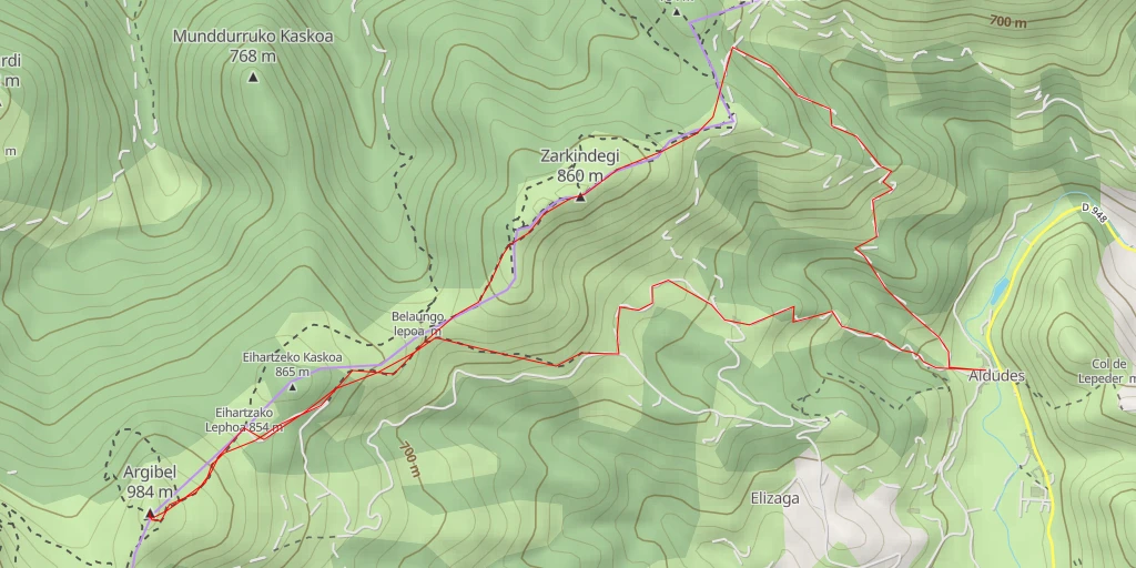 Map of the trail for Argibel